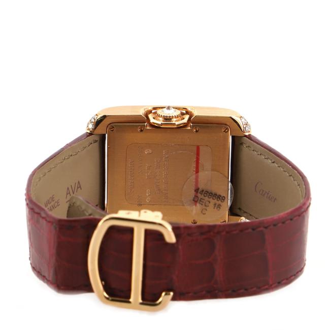 Cartier Silver Tank Anglaise Rose Gold and Alligator with Diamo Watch Cartier Silver Tank Anglaise Rose Gold and Alligator with Diamo Watch