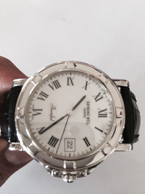 Raymond Weil Black White Roman Parsifal Dial Numeral and Date Strap Watch Raymond Weil Black White Roman Parsifal Dial Numeral and Date Strap Watch
