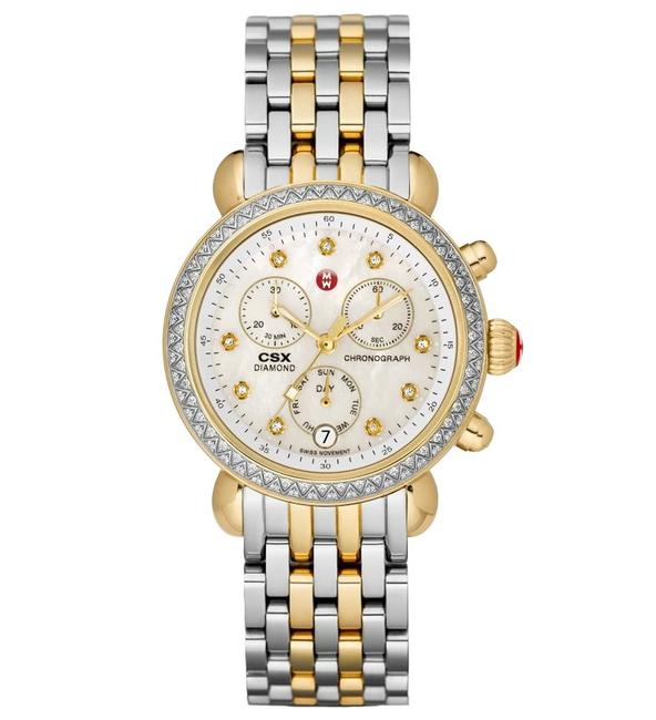 Michele Silver Gold Two Tone Csx 36 Stainless Mother Of Pearl Diamond Dial Mww03m000158 Watch Michele Silver Gold Two Tone Csx 36 Stainless Mother Of Pearl Diamond Dial Mww03m000158 Watch