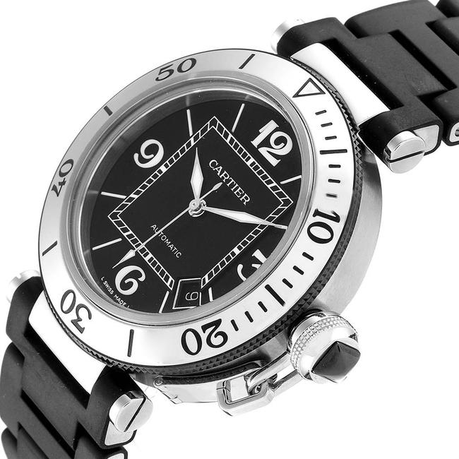 Cartier Black Pasha Seatimer Rubber Strap Steel Mens W31077u2 Watch Cartier Black Pasha Seatimer Rubber Strap Steel Mens W31077u2 Watch