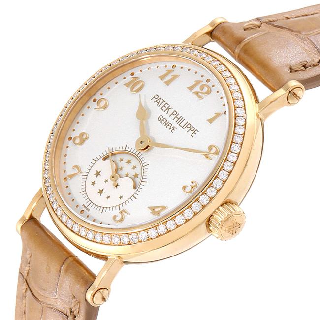 Patek Philippe Silver Calatrava Moonphase Yellow Gold Diamond Ladies Watch Patek Philippe Silver Calatrava Moonphase Yellow Gold Diamond Ladies Watch