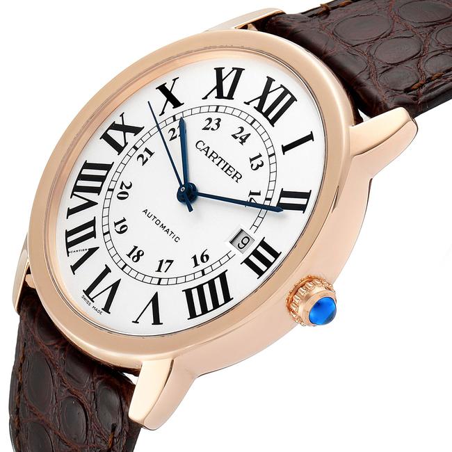 Cartier Silvered Box XL Ronde Solo Rose Gold Steel Mens W6701009 Papers Watch Cartier Silvered Box XL Ronde Solo Rose Gold Steel Mens W6701009 Papers Watch