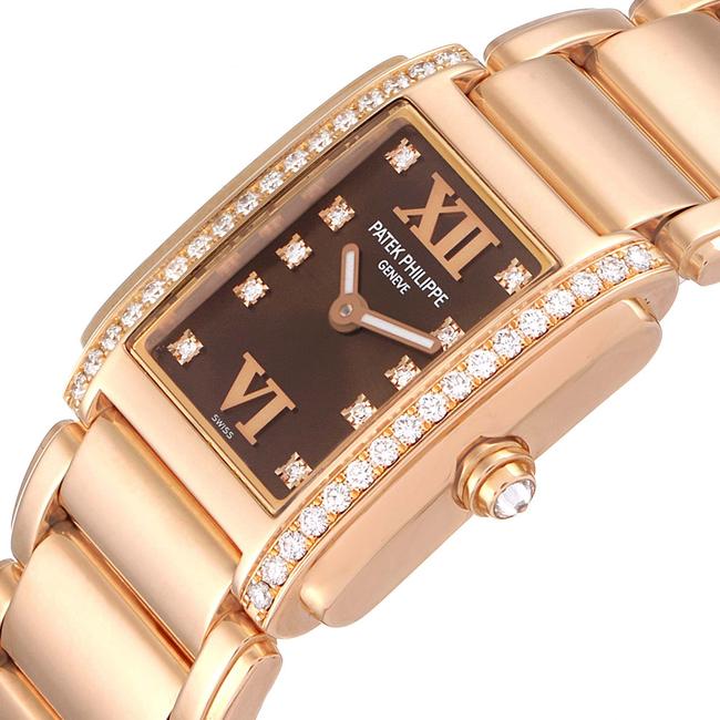 Patek Philippe Brown Twenty-4 Small 18k Rose Gold Diamond Ladies 4908 Watch Patek Philippe Brown Twenty-4 Small 18k Rose Gold Diamond Ladies 4908 Watch