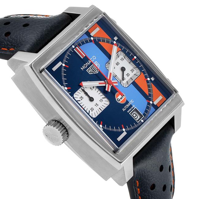 TAG Heuer Navy Blue and Orange Box Monaco Gulf 2018 Chronograph Steel Mens Caw211r Watch TAG Heuer Navy Blue and Orange Box Monaco Gulf 2018 Chronograph Steel Mens Caw211r Watch