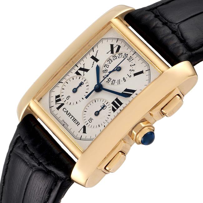 Cartier Silvered Tank Francaise Chronoflex 18k Yellow Gold Mens W5000556 Watch Cartier Silvered Tank Francaise Chronoflex 18k Yellow Gold Mens W5000556 Watch