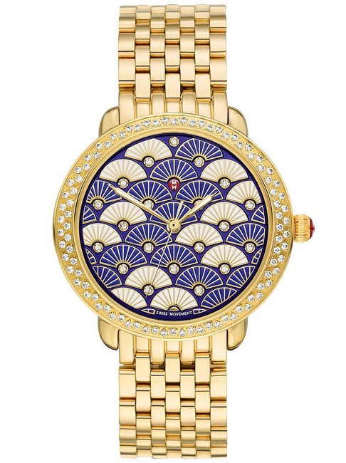 Michele Gold Serein Mid Stainless Blue Fan Diamond Mww21b000102 Watch Michele Gold Serein Mid Stainless Blue Fan Diamond Mww21b000102 Watch