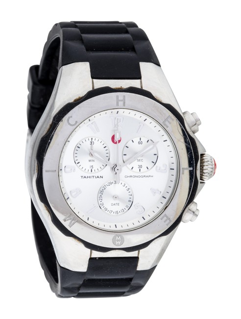Michele Black Jelly Tahitian Silicone Stainless Steel Chronograph Mww12f000033 Watch Michele Black Jelly Tahitian Silicone Stainless Steel Chronograph Mww12f000033 Watch