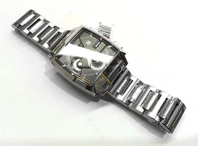 TAG Heuer "Monaco" Ls Chronograph with Black Dial Steel Bracelet Watch TAG Heuer "Monaco" Ls Chronograph with Black Dial Steel Bracelet Watch
