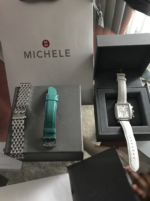 Michele Silver XL Diamond Deco with Extra Bands Watch Michele Silver XL Diamond Deco with Extra Bands Watch