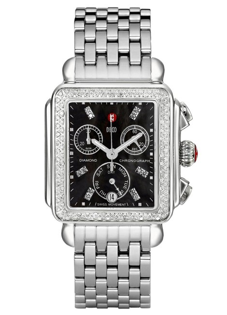 Michele Silver Deco Stainless Black Mother Of Pearl Diamond Dial Mww06p000171 Watch Michele Silver Deco Stainless Black Mother Of Pearl Diamond Dial Mww06p000171 Watch