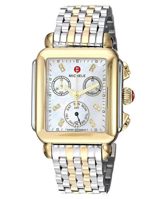 Michele Two Tone Deco 18k Gold Mother Of Pearl Diamond Mww06p000122 Watch Michele Two Tone Deco 18k Gold Mother Of Pearl Diamond Mww06p000122 Watch