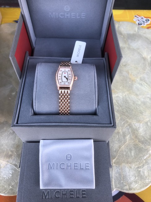 Michele Pink Gold Urban Coquette White Mop Diamond Dial Watch Michele Pink Gold Urban Coquette White Mop Diamond Dial Watch