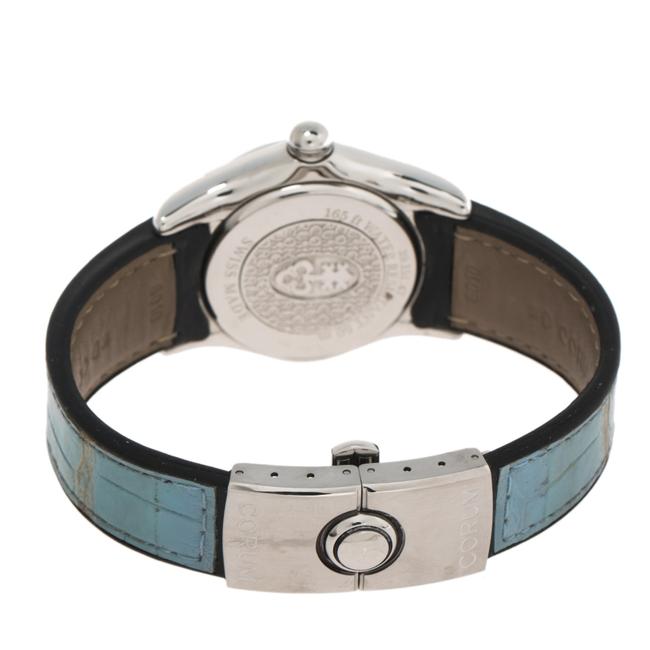 Corum Blue Mother Of Pearl Stainless Steel Leather Bubble Mid-size 39.151.47 Womens Wristwatch 35 Mm Watch Corum Blue Mother Of Pearl Stainless Steel Leather Bubble Mid-size 39.151.47 Womens Wristwatch 35 Mm Watch