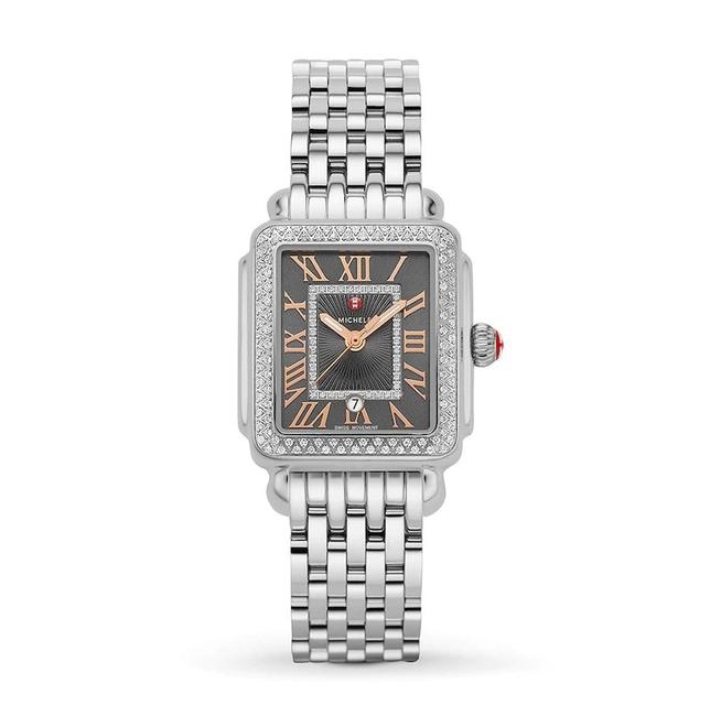 Michele Silver Stainless Steel Deco Madison Rose Gold Diamond Mww06g000005 Watch Michele Silver Stainless Steel Deco Madison Rose Gold Diamond Mww06g000005 Watch
