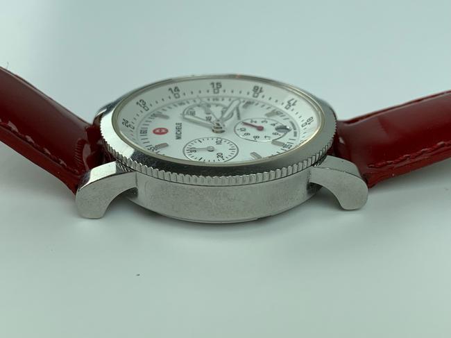 Michele White Saphire Stainless Steel Red Leather Strap B131 Watch Michele White Saphire Stainless Steel Red Leather Strap B131 Watch