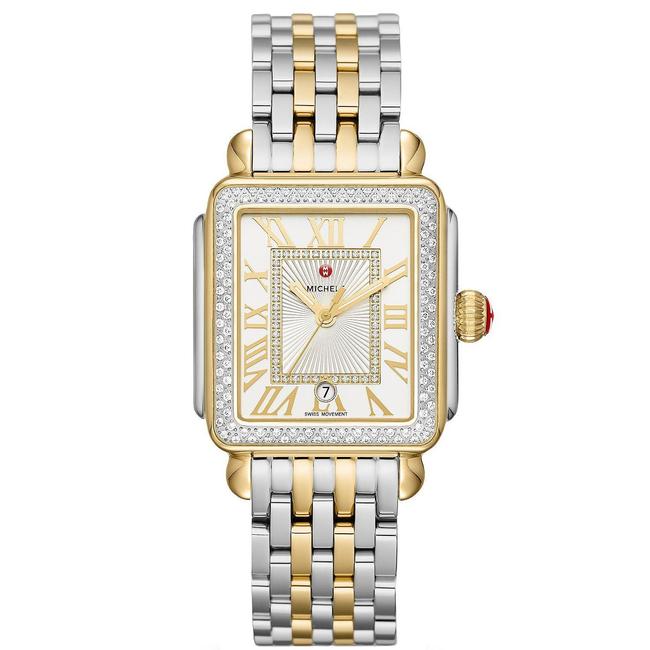 Michele Silver Two Tone Deco Madison Diamond Dial Mww06t000144 Watch Michele Silver Two Tone Deco Madison Diamond Dial Mww06t000144 Watch