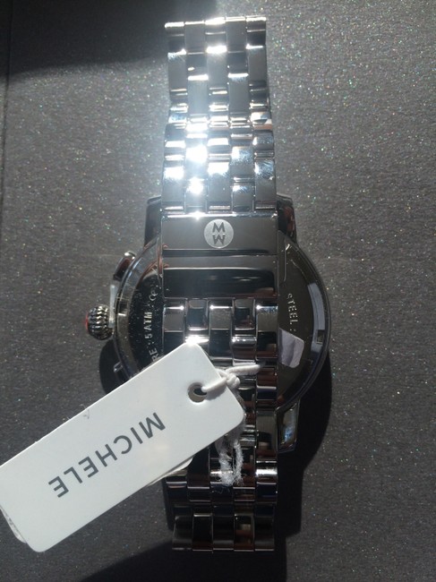 Michele Silver Uptown 28 Diamond Dial Case and Bracelet Watch Michele Silver Uptown 28 Diamond Dial Case and Bracelet Watch