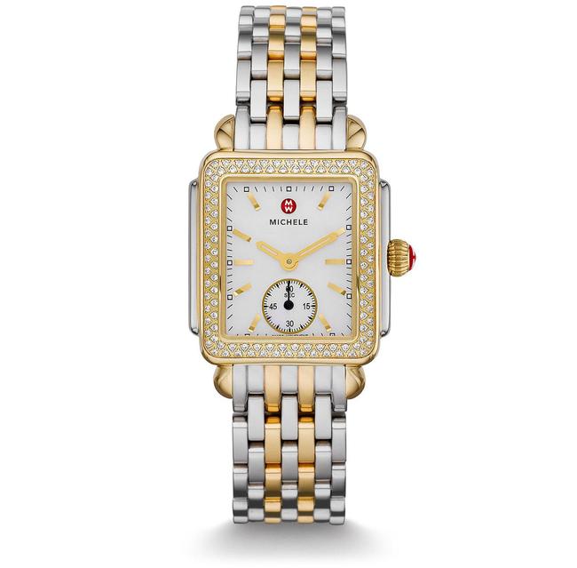 Michele Two Tone Deco Mid 18k Gold Mother Of Pearl Diamond Mww06v000023 Watch Michele Two Tone Deco Mid 18k Gold Mother Of Pearl Diamond Mww06v000023 Watch