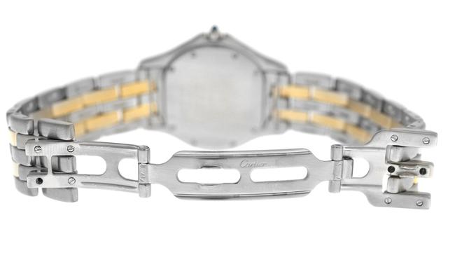 Cartier Yellow Gold Silver Unisex 33mm Panthere Cougar 187904 Two Row Steel 18k Watch Cartier Yellow Gold Silver Unisex 33mm Panthere Cougar 187904 Two Row Steel 18k Watch