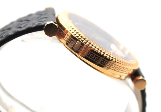 Versace 16461 Black Gold V-helix Dial Leather Tone Guilloche Hardware Ladies Watch Versace 16461 Black Gold V-helix Dial Leather Tone Guilloche Hardware Ladies Watch