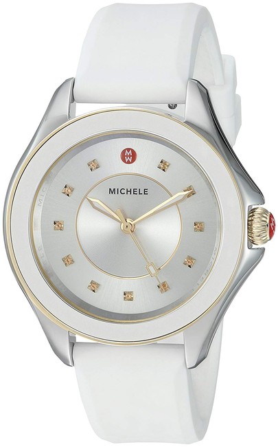 Michele White Cape Silicone Stainless Steel Two Tone Mww27a000024 Watch Michele White Cape Silicone Stainless Steel Two Tone Mww27a000024 Watch