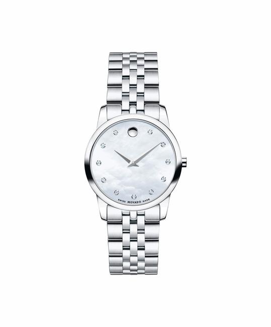 Movado Silver Museum Classic Mother Of Pearl Diamond Dial 0606612 Watch Movado Silver Museum Classic Mother Of Pearl Diamond Dial 0606612 Watch