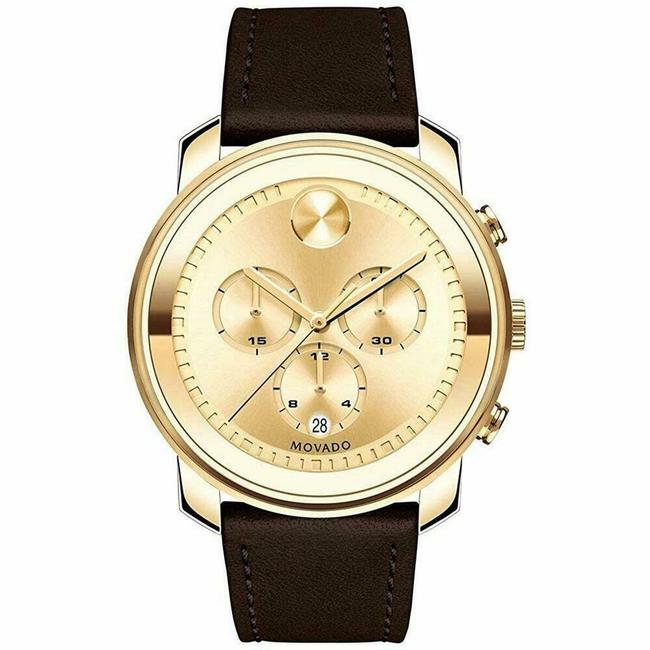 Movado Brown Bold Leather Strap Gold Chronograph Mens Quartz 3600409 Watch Movado Brown Bold Leather Strap Gold Chronograph Mens Quartz 3600409 Watch