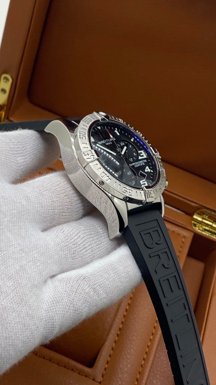 Breitling Avenger Black Chrono High Version on Black Leather Strap
