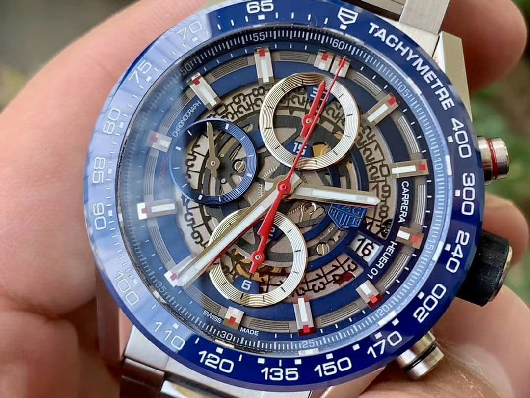 Calibre Heuer 01 Chrono 43mm Blue Ceramic SS XF 1:1 Best Edition Skeleton Dial on SS Bracelet A1887 Calibre Heuer 01 Chrono 43mm Blue Ceramic SS XF 1:1 Best Edition Skeleton Dial on SS Bracelet A1887