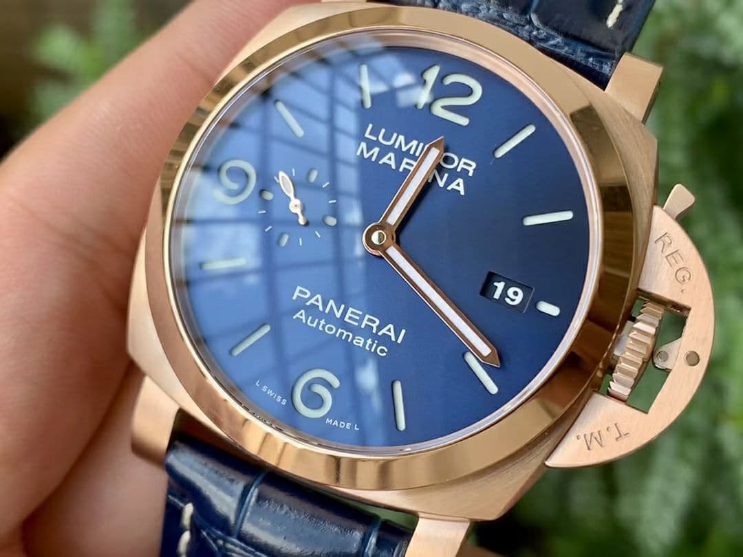 PAM1112 V GMT RG VSF 1:1 Best Edition Blue Dial on Blue Leather Strap P.9010 Super Clone PAM1112 V GMT RG VSF 1:1 Best Edition Blue Dial on Blue Leather Strap P.9010 Super Clone