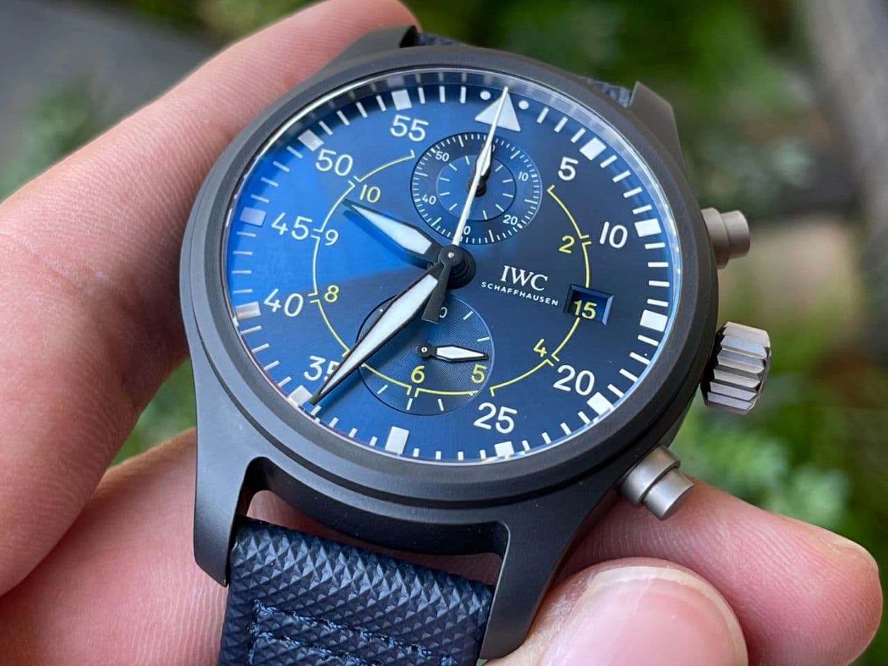 Pilot Chrono "Blue Angels" Black Ceramic ZF Best Edition on Blue Leather Strap A7750