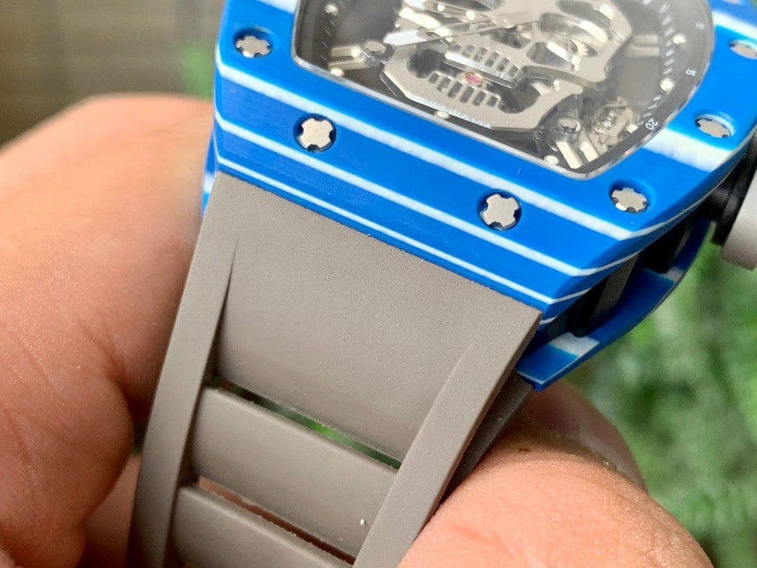 RM052-01 Tourbillon PVD Blue Bezel JBF Best Edition Skeleton Dial on Gray Rubber Strap RM052-01 Tourbillon PVD Blue Bezel JBF Best Edition Skeleton Dial on Gray Rubber Strap