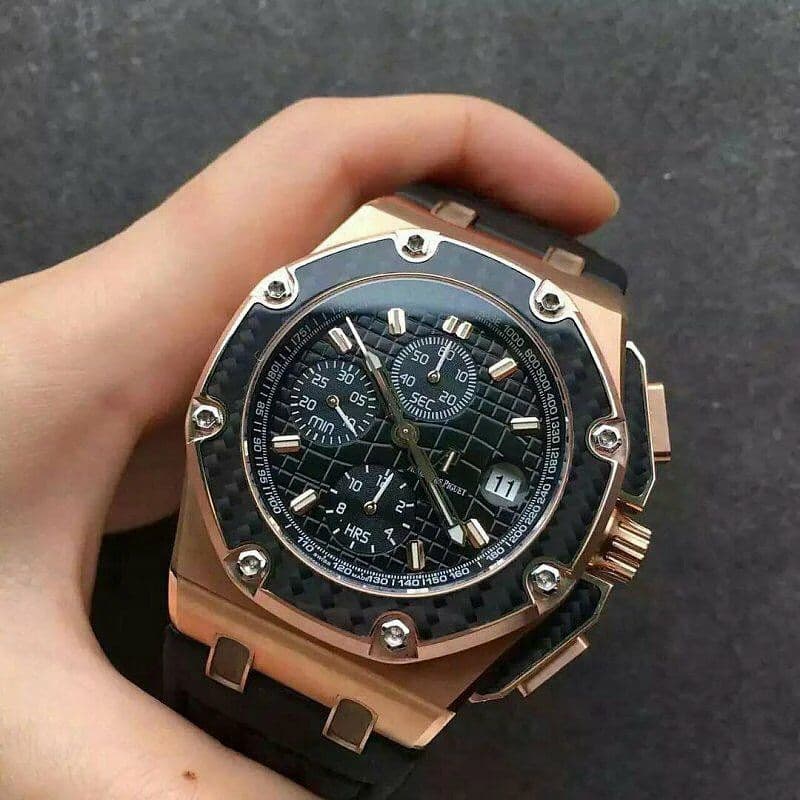 Royal Oak Offshore Juan Pablo Montoya SS JF Best Edition Gold Dial on Black Leather Strap A2226 Royal Oak Offshore Juan Pablo Montoya SS JF Best Edition Gold Dial on Black Leather Strap A2226