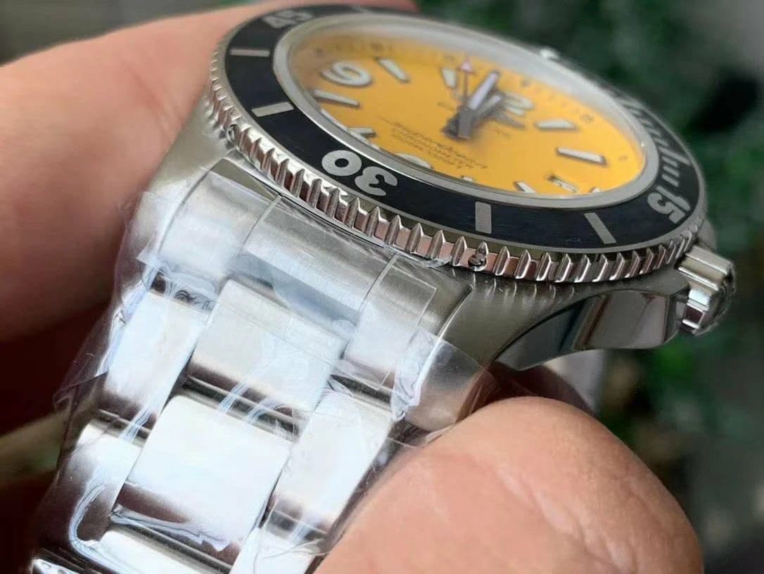 Superocean Automatic 44 TF 1:1 Best Edition Yellow Dial Black Bezel on SS Bracelet A2824