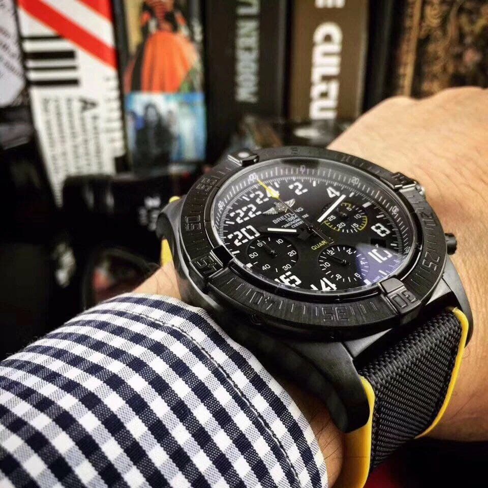 Breitling Avenger Black Dial on Black Nylon Strap