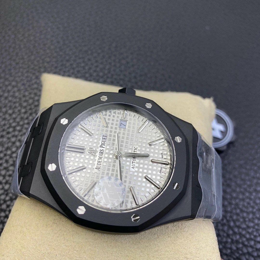 Royal Oak 41mm 15400 DLC ZF 1:1 Best Edition White Textured Dial on DLC Bracelet A3120