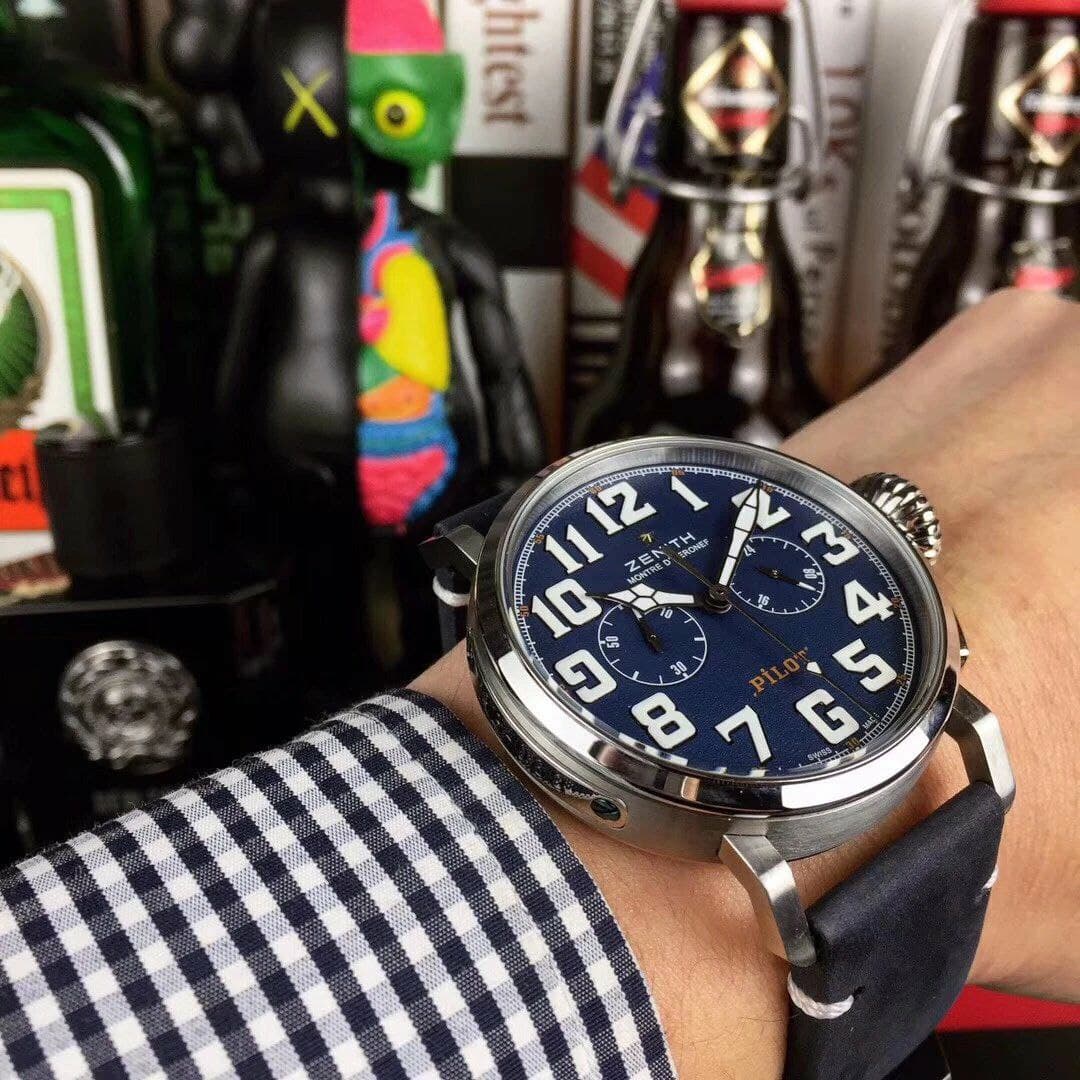 Zenith Pilot Silver Case Blue Dial Chrono