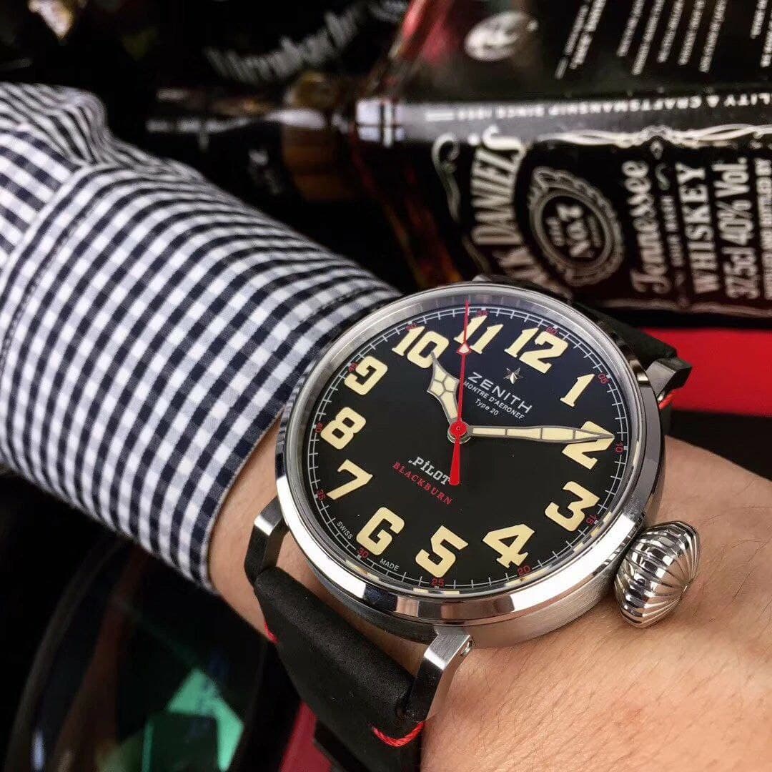 Zenith Pilot Silver Case Black Dial