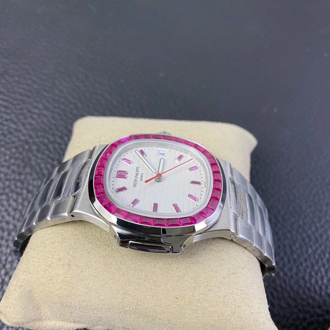 Nautilus Jumbo 5711 PF 1:1 Best Edition White Textured Dial Diamonds Bezel on SS Bracelet A324 Nautilus Jumbo 5711 PF 1:1 Best Edition White Textured Dial Diamonds Bezel on SS Bracelet A324