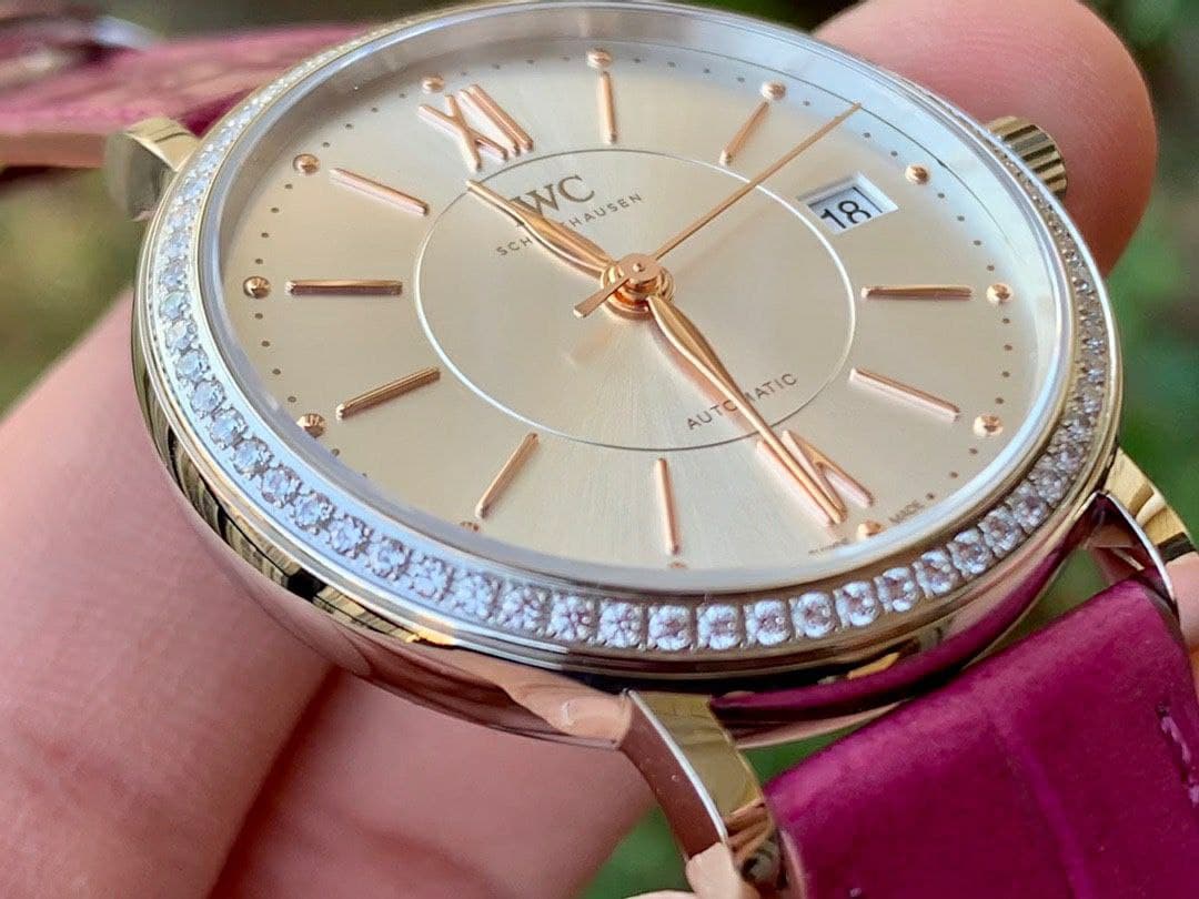 Portofino 37mm SS V7F 1:1 Best Edition White Dial Diamonds Bezel on Pink Leather Portofino 37mm SS V7F 1:1 Best Edition White Dial Diamonds Bezel on Pink Leather