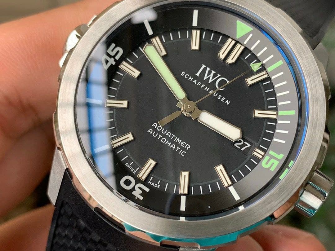 Aquatimer Chrono SS IW379503 1:1 Best Edition Black Dial on Black Rubber Strap