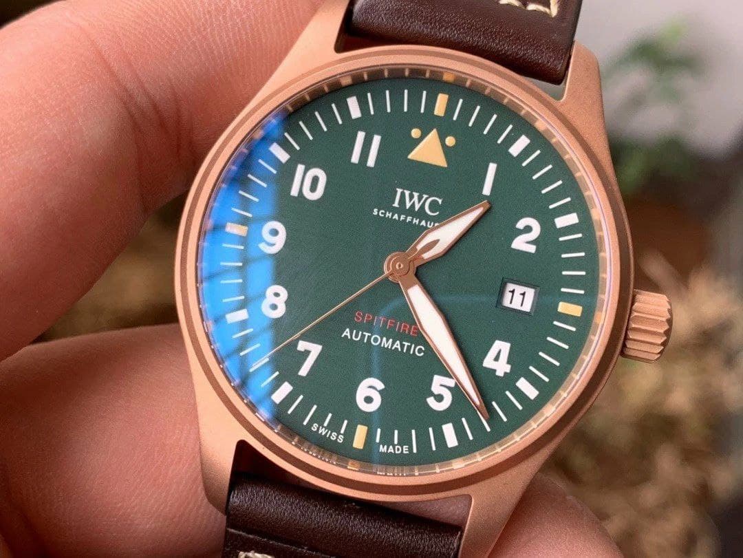IWC Spitfire Automatic Bronze IW326802 MKF 1:1 Best Edition Green Dial on Brown Leather Strap MIYOTA 9015 IWC Spitfire Automatic Bronze IW326802 MKF 1:1 Best Edition Green Dial on Brown Leather Strap MIYOTA 9015