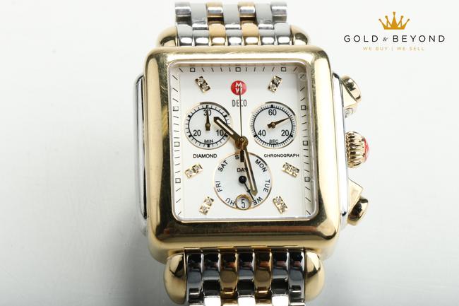 Michele Silver/Gold/White XL 36mm Deco Chronograph Two Tone Mw06z00c9046 Watch