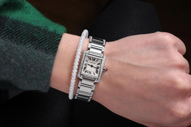 Cartier Ladies Tank W51008q3 with Natural Diamonds Stainless Steel Watch