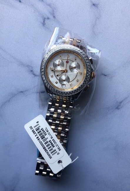 Michele Two Tone Belmore Swiss Quartz Diamond Accent Bracelet Mww29b00001 Watch