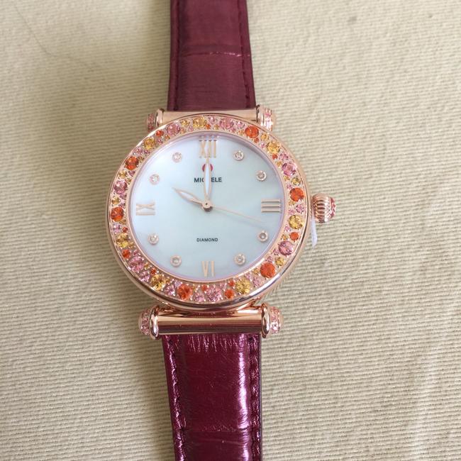 Michele New Caber Topaz Pink Sprinkles Rose Gold Diamond Dial Mw16a42b5046 Watch