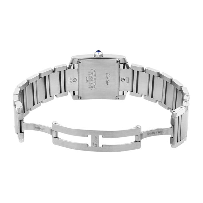 Cartier Steel Roman Tank Francaise Silver Dial Quartz Midsize W51011q3 Watch