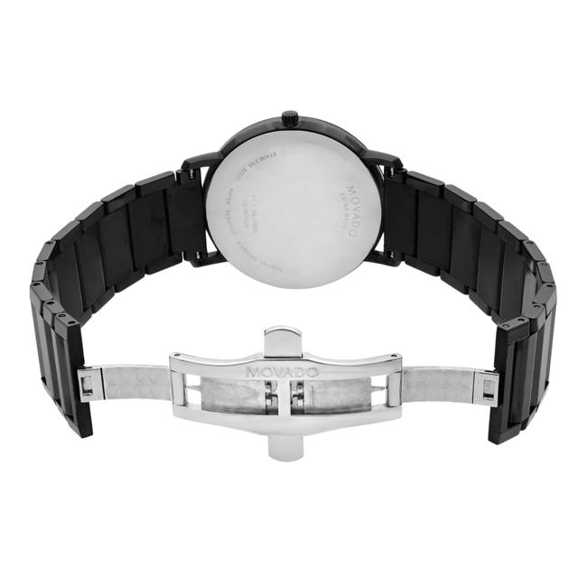 Movado Black Sapphire Dial Analog Pvd Thin Steel Quartz Mens 0606882 Watch