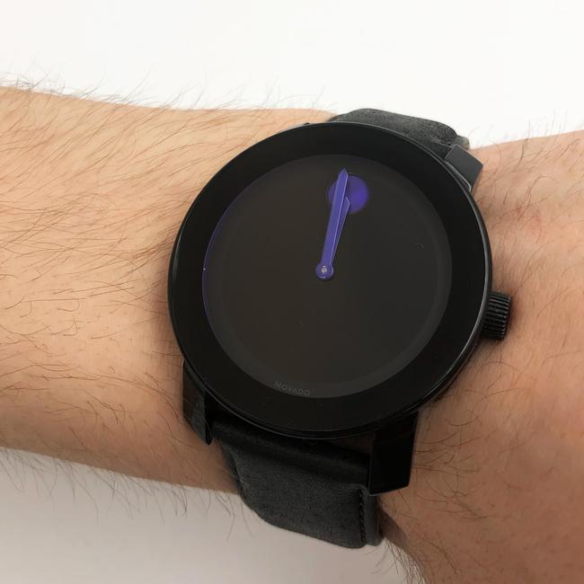 Movado Black Bold Satin Dial Purple Accents Plastic Steel Unisex 3600479 Watch