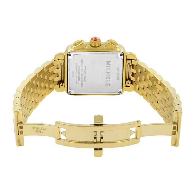 Michele Mother Of Pearl Deco 33mm Steel Gold Tone Diamond 0.60cttw Mw06a01b0025 Watch